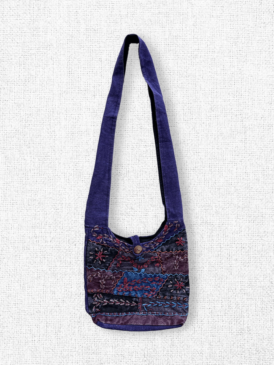 Indigo Bloom Patch Bag
