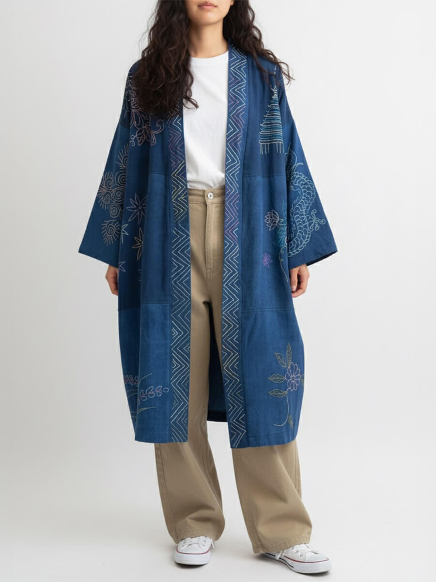 Floral Pagoda Indigo Jacket