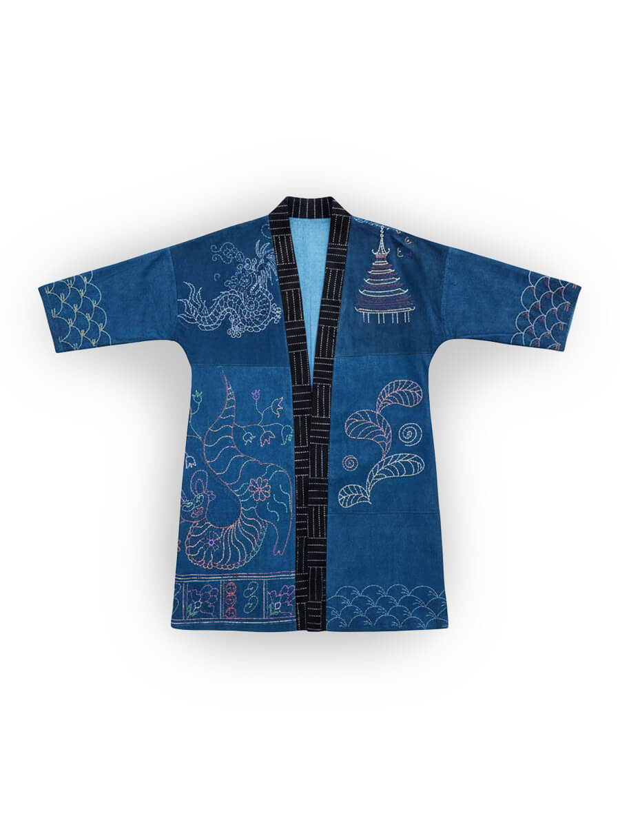 Dragon Pagoda Indigo Jacket